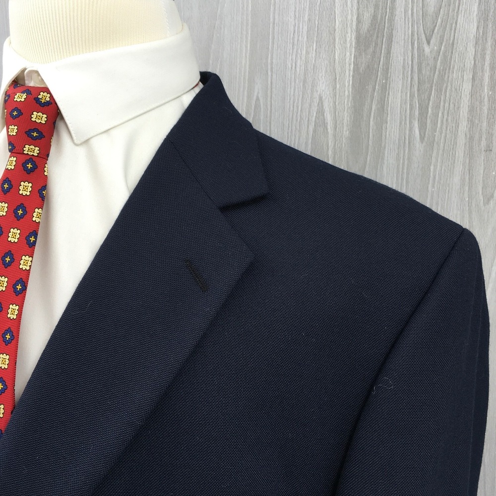 Stafford Men's‎ Wool Blend Gold Button Blazer Blue Size: 46R